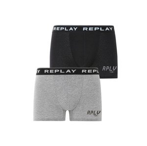 REPLAY Pánské boxerky, 2 kusy (L, černá/šedá)