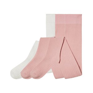 lupilu® Dětské punčochové kalhoty s BIO bavlnou, 3 kusy (122/128, bílá / světle růžová)