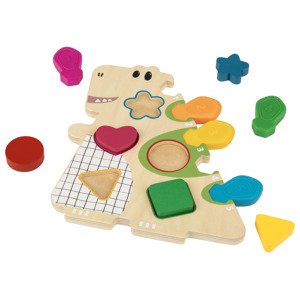 Playtive Dřevěná výuková hra Montessori (hra s tříděním barev na dinosauru)