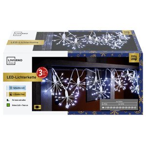 Livarno home Světelný LED řetěz, 200 LED (10x studená bílá)