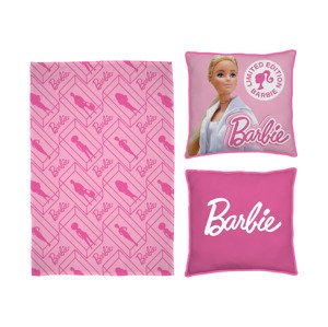 Barbie Dětská deka s polštářem, 100 x 150 cm, 35 x 35 cm (růžová)
