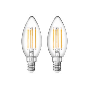 Livarno home Filamentová LED žárovka (Svíčka E14 4,2W, sada 2 ks)
