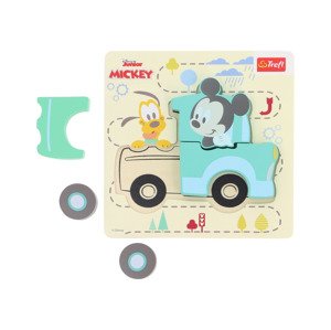 Trefl Dřevěné puzzle pro nejmenší (Zelené auto - Mickey Mouse)