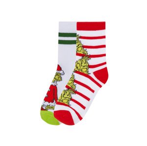 Dívčí ponožky Grinch, 2 páry (31/34, bílá/červená)