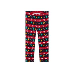 lupilu® Dívčí vánoční termo legíny (110/116, pruhy / červená / námořnická modrá)