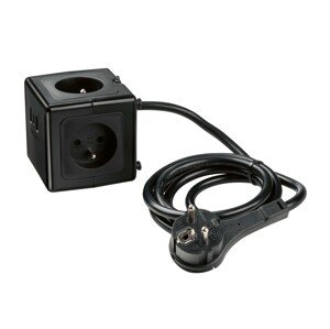 Silvercrest® Zásuvková kostka s USB porty (černá)