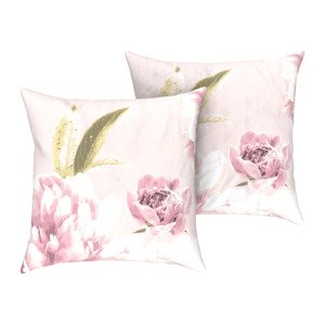 Livarno home Potah na polštář Renforcé, 50 x 60 cm, 2 kusy (květiny/světle růžová)