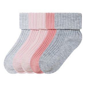 lupilu® Dětské ponožky s BIO bavlnou, 5 párů (15-18, růžová/růžová/šedá)
