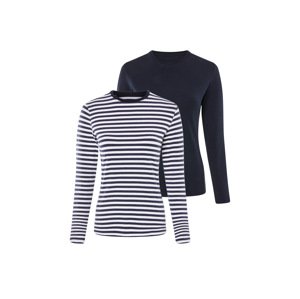 esmara® Dámské triko s dlouhými rukávy s BIO bavlnou (navy modrá / navy modrá bílá pruhovaná, Xs(32/34))