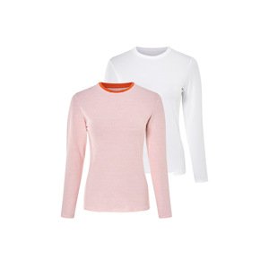esmara® Dámské triko s dlouhými rukávy s BIO bavlnou (bílá / bílá oranžová pruhovaná, Xs(32/34))