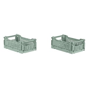 Livarno home Skládací box 4 l, 2 kusy / 14,5 l, 1 kus (2 skládací boxy 4l, zelená)