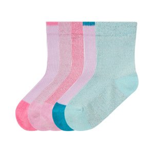 lupilu® Dívčí ponožky s BIO bavlnou, 5 párů (růžová / fialová / světle zelená, 23/26)