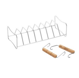 Grillmeister Grilovací stojan na kuře/žebírka / Forma na hamburgery / Sada na marinování / Poklop na hamburgery (grilovací stojan na žebírka)