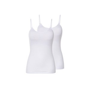 esmara® Dámský top se špagetovými ramínky s BIO bavlnou, 2 kusy (bílá, S(36/38))