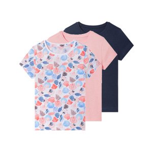 lupilu® Dívčí triko, 3 kusy (korálová/navy/aop, 122/128)