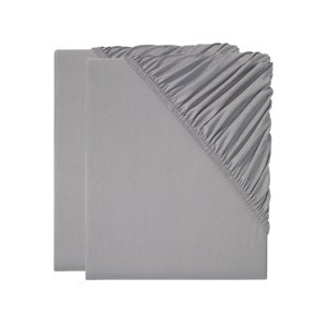 Livarno home Žerzejové napínací prostěradlo, 140-160 x 200 cm, 2 kusy (šedá)