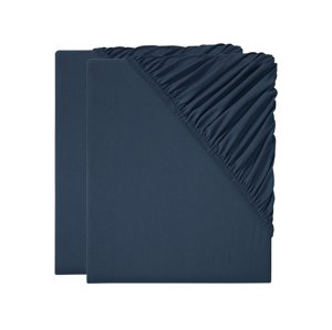 Livarno home Žerzejové napínací prostěradlo, 90-100 x 200 cm, 2 kusy (modrá)