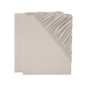Livarno home Žerzejové napínací prostěradlo, 90-100 x 200 cm, 2 kusy (béžová)