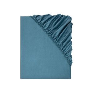 Livarno home Saténové napínací prostěradlo, 140-160 x 200 cm (modrá)