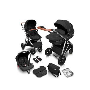 BabyGO Dětský kočárek Halime AIR Pram 3 v 1 (černá)