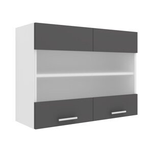 VCM Závěsná skříňka Esilo, v moderním stylu (Závěsná skříň, bílá/antracitová, 2 Glastüren)
