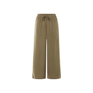 esmara® Dámské saténové kalhoty se širokými nohavicemi (khaki, L(44/46))