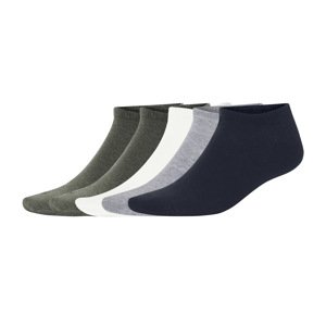 Livergy® Pánské nízké ponožky s BIO bavlnou, 5 párů (tmavě zelená / krémová / šedá / navy modrá, 43-46)