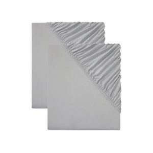 Livarno home Sada žerzejových napínacích prostěradel 180-200 x 200 cm, 2dílná (šedá)