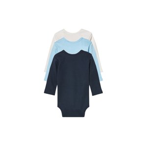 lupilu® Dětské body s BIO bavlnou, 3 kusy (bílá / modrá / navy modrá, 86/92)