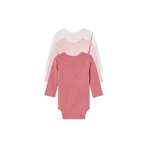 lupilu® Dětské body s BIO bavlnou, 3 kusy (bílá/růžová, 50/56)