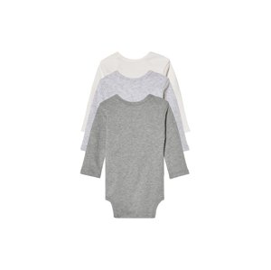 lupilu® Dětské body s BIO bavlnou, 3 kusy (bílá/šedá, 62/68)