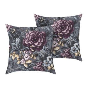Livarno home Potah na polštář Renforcé, 50 x 60 cm (květiny/šedá)
