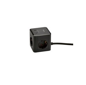 Tronic® Zásuvková kostka s USB porty (černá)
