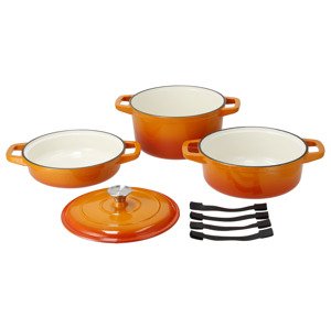 Silvercrest® Sada litinových hrnců, 3dílná (oranžová)