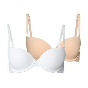 ESMARA® Lingerie Dámská push-up podprsenka, 2 kusy (bra, 80C, bílá/tělová)