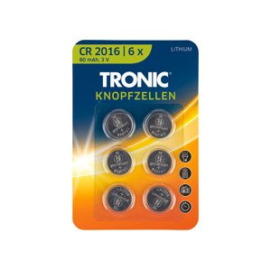 TRONIC® Knoflíkové baterie, 6 kusů (3 V Lithium)