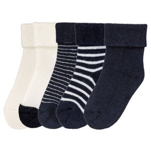 lupilu Dětské plyšové ponožky BIO, 5 párů (11/14, bílá / navy modrá)