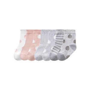 lupilu Dívčí ponožky, 7 párů (19/22, puntíky / pruhy bílá / šedá / růžová)