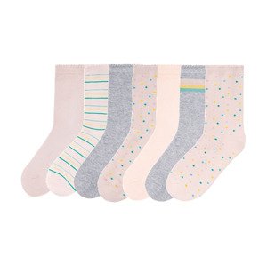 pepperts Dívčí ponožky, 7 párů (27/30, puntíky/pruhy/světle růžová/šedá)