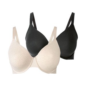 esmara® Dámská podprsenka XXL, 2 kusy (ne#bra, 90E, černá/béžová)