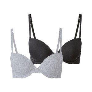 esmara® Dámská podprsenka, 2 kusy (ne#bra, 75B, černá/šedá)