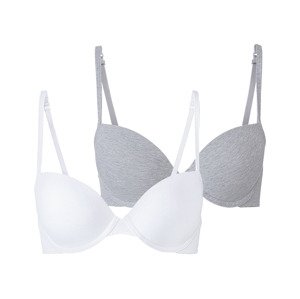 esmara® Dámská podprsenka, 2 kusy (ne#bra, 80B, šedá/bílá)