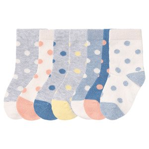 lupilu Dívčí ponožky BIO, 7 párů (19/22, puntíky/bílá/šedá/růžová/modrá/gel)