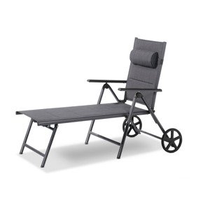 LIVARNO home Hliníkové polohovací lehátko s kolečky T (Aluminium#Rollable#garden lounger#yes)