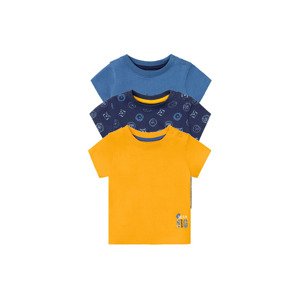 lupilu® Dětské triko BIO, 3 kusy (baby/infant#male#ne, 50/56, navy modrá / modrá / žlutá)