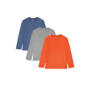 pepperts Chlapecké triko s dlouhými rukávy, 3 kus (146/152, šedá/modrá/oranžová)