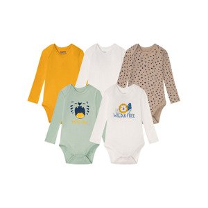 lupilu® Chlapecké body s dlouhými rukávy BIO, 5  (baby/infant#male#ne, 50/56, mintová/bílá/žlutá/béžová)