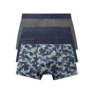 LIVERGY Pánské boxerky, 3 kusy (7/XL, vzor/modrá/šedá)