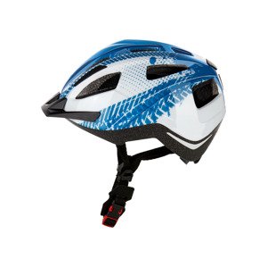 CRIVIT Dětská cyklistická helma s koncovým světlem (děti, modrá/bílá)