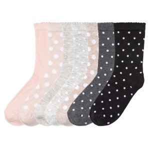 pepperts Dívčí ponožky, 7 párů (35/38, puntíky / béžová / světle růžová / šedá)